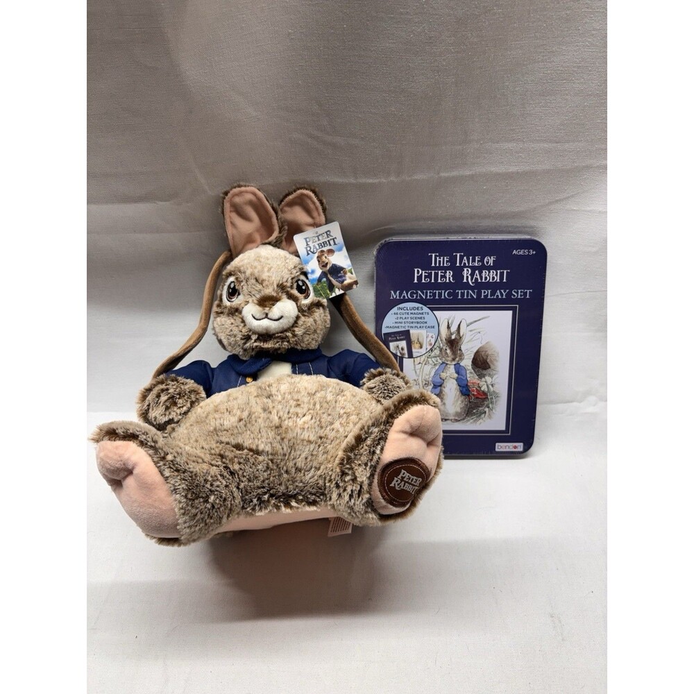 Peter Rabbit Felt Easter Basket w/ Sealed Magnetic Tin Play Set New NWT